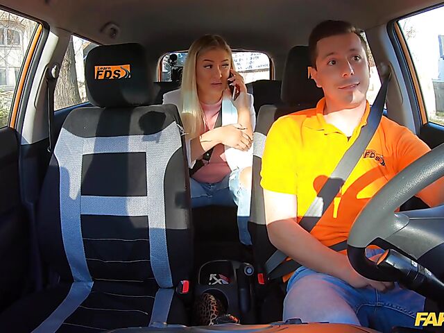 Driving instructor's best car sex with blonde hottie Cayla Lyons