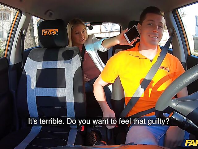 Driving instructor's best car sex with blonde hottie Cayla Lyons