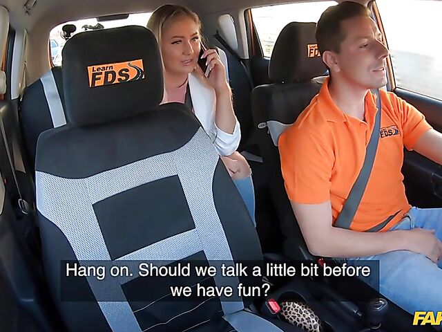 Driving instructor's best car sex with blonde hottie Cayla Lyons