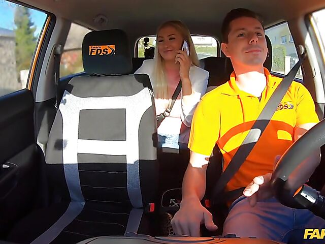 Driving instructor's best car sex with blonde hottie Cayla Lyons