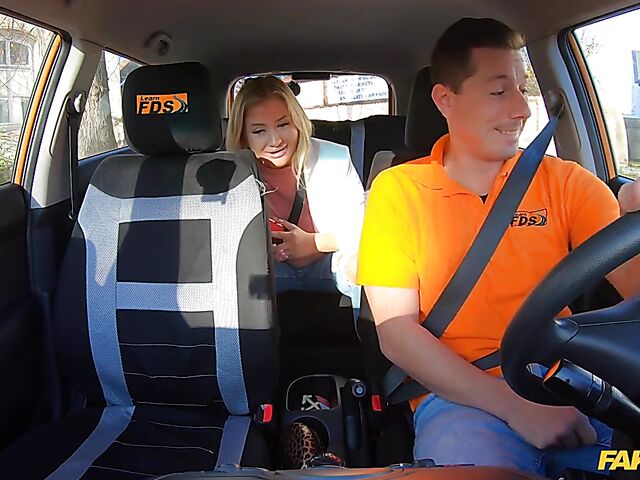 Driving instructor's best car sex with blonde hottie Cayla Lyons