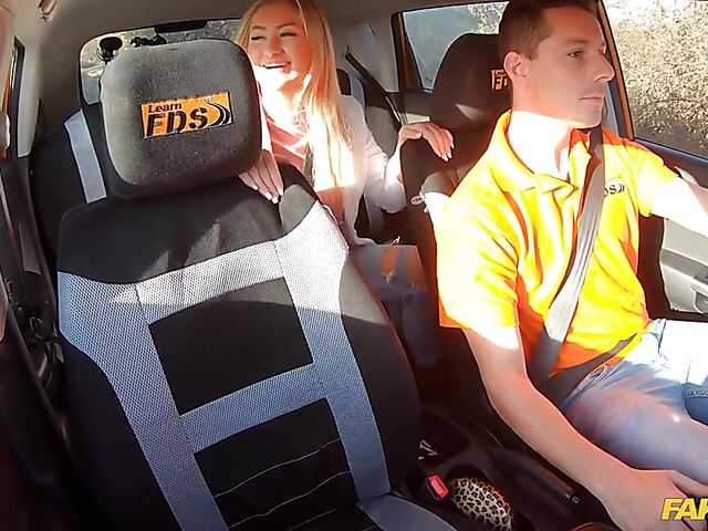 Driving instructor's best car sex with blonde hottie Cayla Lyons