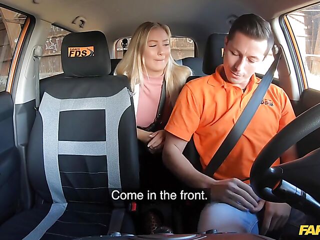 Driving instructor's best car sex with blonde hottie Cayla Lyons