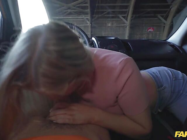 Driving instructor's best car sex with blonde hottie Cayla Lyons