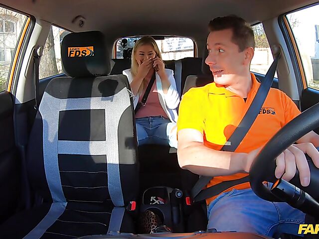 Driving instructor's best car sex with blonde hottie Cayla Lyons