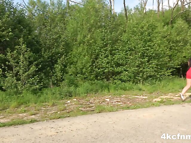 Jennifer Mendes - Outdoor CFNM handjob for an old pervert