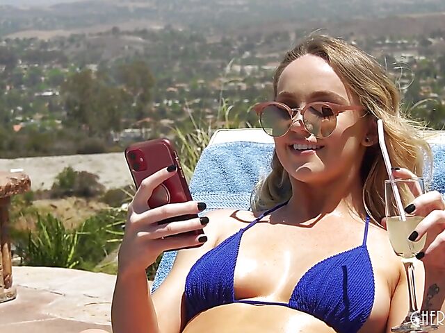 Old pool guy's big black cock for white bikini girl Nikole Nash