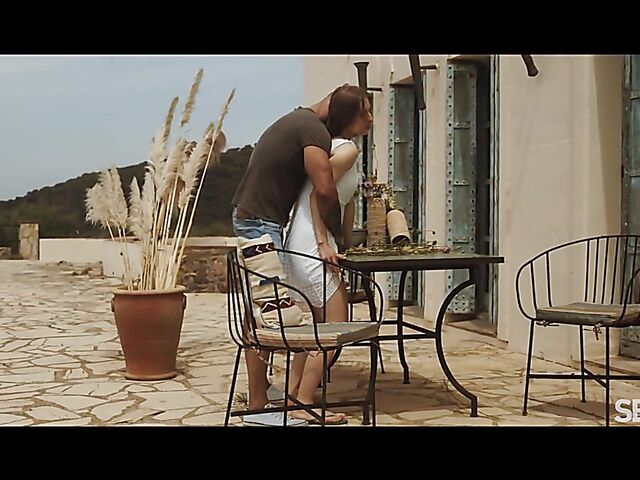 Erotic sex on the patio with sensual Jayla De Angelis