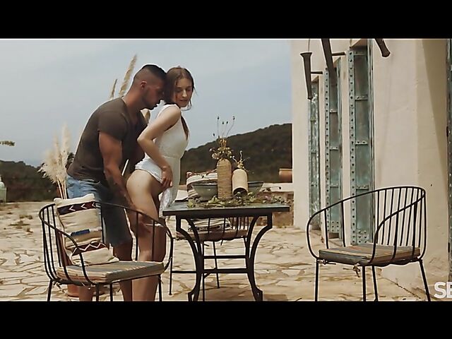 Erotic sex on the patio with sensual Jayla De Angelis