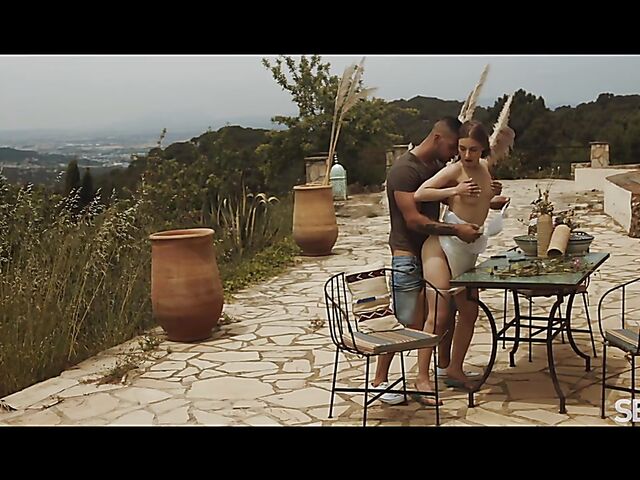 Erotic sex on the patio with sensual Jayla De Angelis