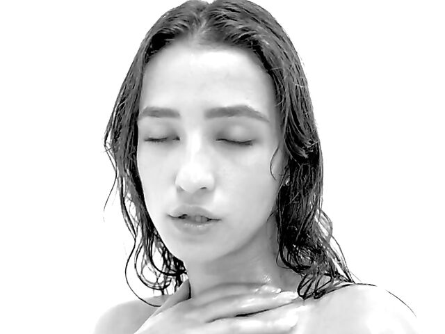 Black and white oiled solo with nude erotic model Sashenka