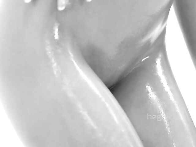 Black and white oiled solo with nude erotic model Sashenka