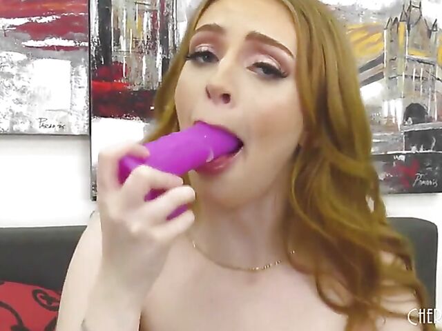 Maya Kendrick - Pale redhead masturbation show with toys
