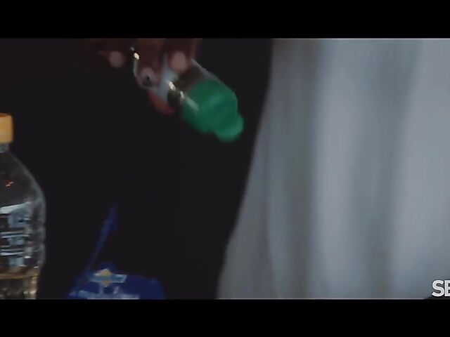 Sensual interracial couple Emily Mayers and Jesus Reyes do it in the kitchen