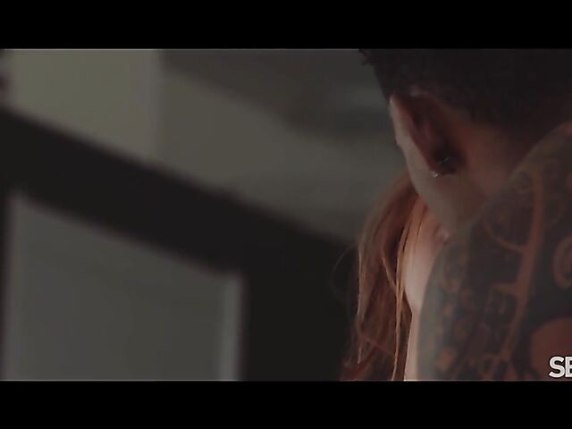 Sensual interracial couple Emily Mayers and Jesus Reyes do it in the kitchen