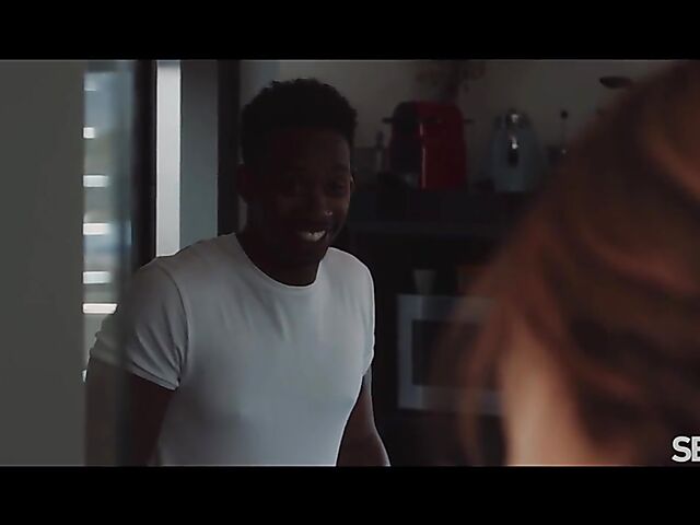 Sensual interracial couple Emily Mayers and Jesus Reyes do it in the kitchen