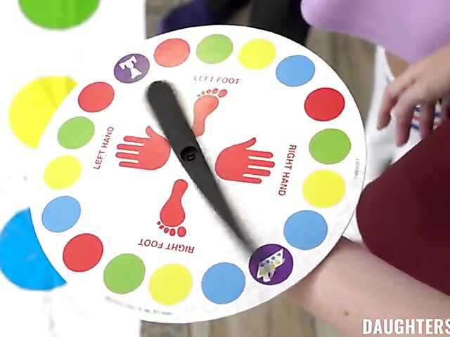 Isabel Moon & Fiona Frost - Group sex with hot stepdaughters on the twister game mat