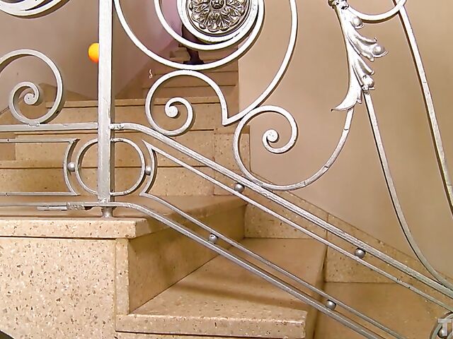 Zoe A - Small tits brunette in black pantyhose masturbation on the stairs