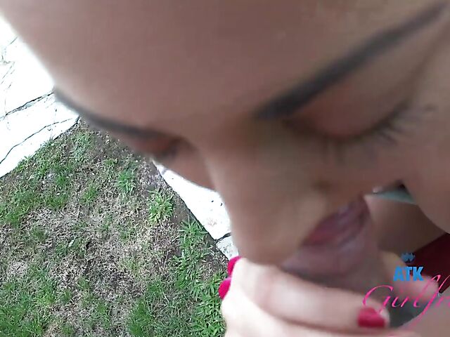 Outdoor POV shagging in the garden with Lily Adams