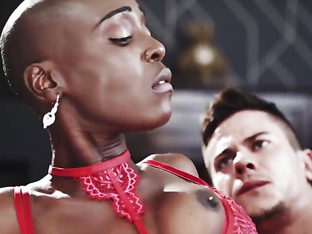 Zaawaadi - Bald head African interracial with a white dick in her tight black pussy