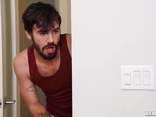 Inked big tit ebony Gogo Fukme caught and fucked by a white guy