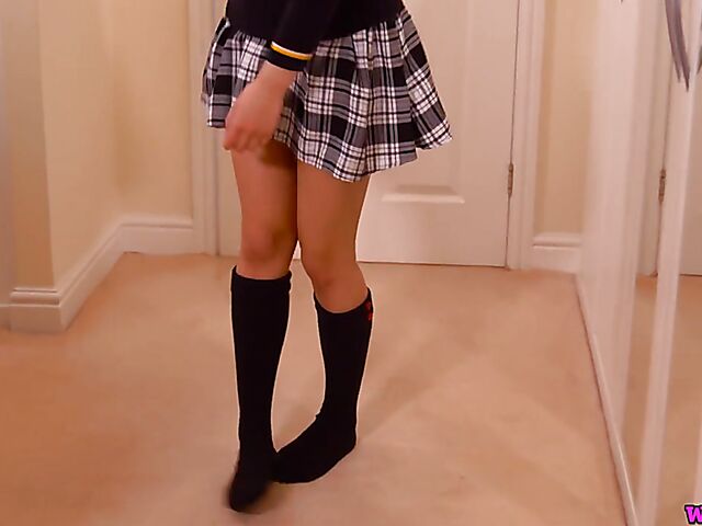 Asian schoolgirl Louisa Lu changing clothes
