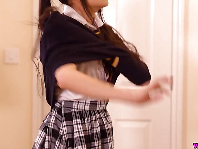 Asian schoolgirl Louisa Lu changing clothes