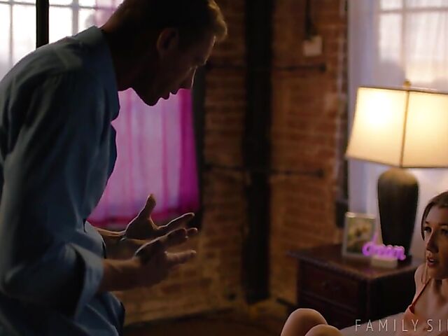 Disobedient young babe Maya Woulfe gets pounded hard by her stepdaddy