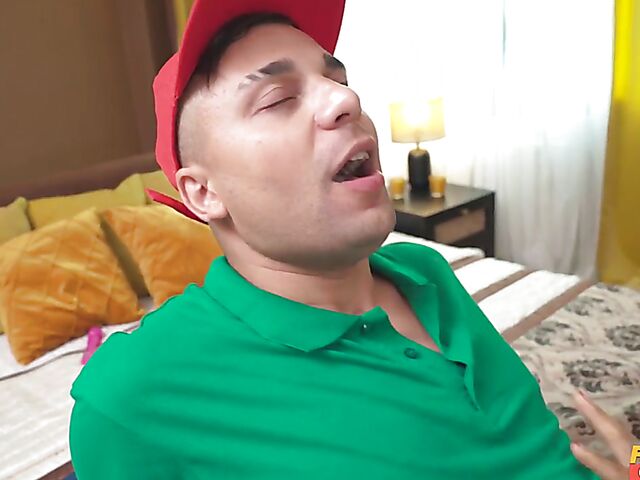 Horny asian housewife Asia Vargas cheating on her husband with a delivery guy