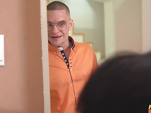 Horny asian housewife Asia Vargas cheating on her husband with a delivery guy