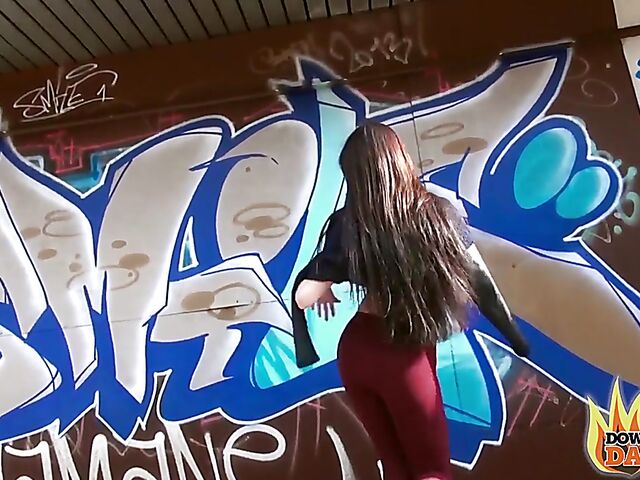 Interracial public POV threesome with slutty Lullu Gun