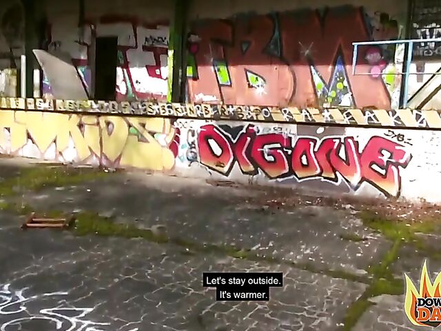 Interracial public POV threesome with slutty Lullu Gun