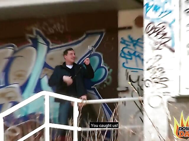 Interracial public POV threesome with slutty Lullu Gun