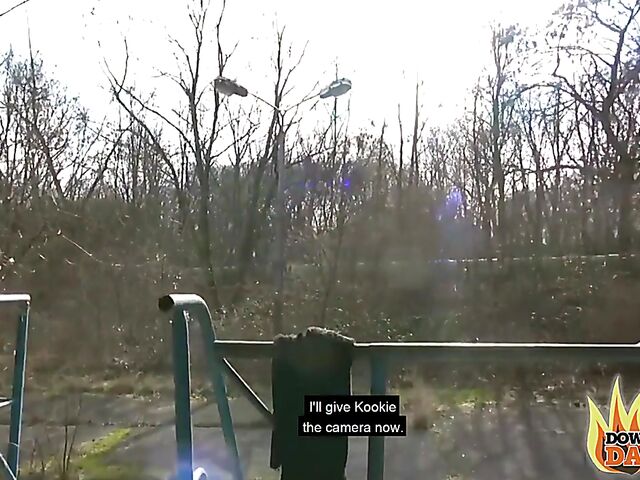 Interracial public POV threesome with slutty Lullu Gun