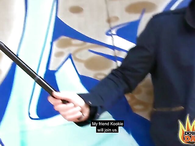 Interracial public POV threesome with slutty Lullu Gun