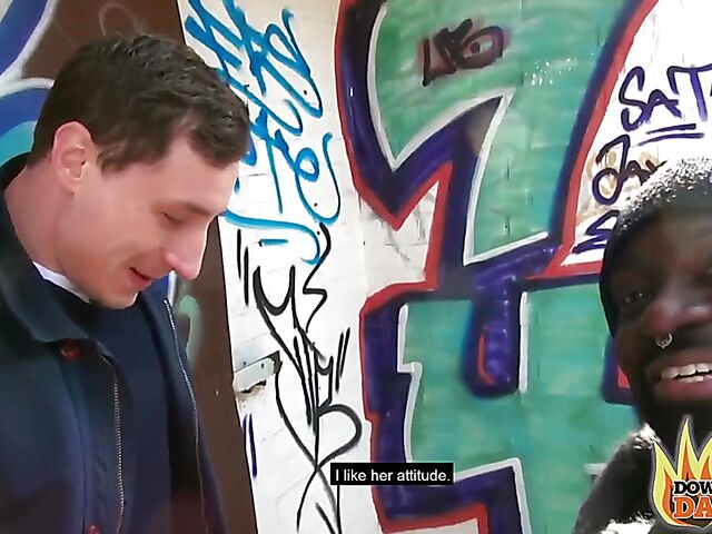 Interracial public POV threesome with slutty Lullu Gun