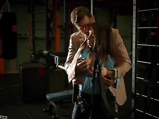 Sex swing fuck in the gym at night with Lana Roy