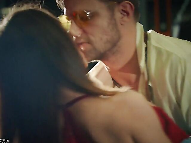 Sex swing fuck in the gym at night with Lana Roy