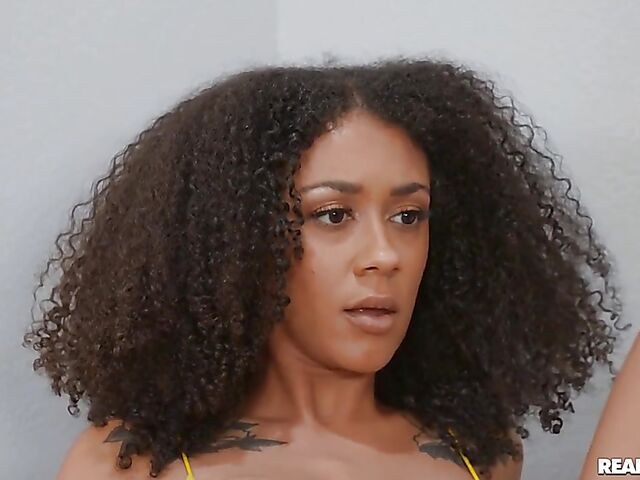 Ariana Aimes & Cali Caliente - Bunk bed FFM ebony 3some white a white dick