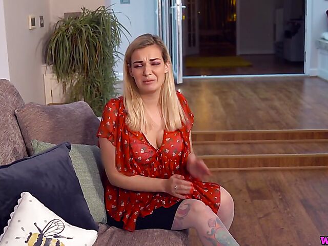 POV lingerie tease on the couch with provocative Dolly