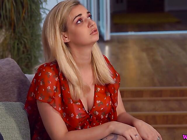 POV lingerie tease on the couch with provocative Dolly