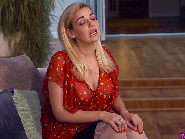 POV lingerie tease on the couch with provocative Dolly