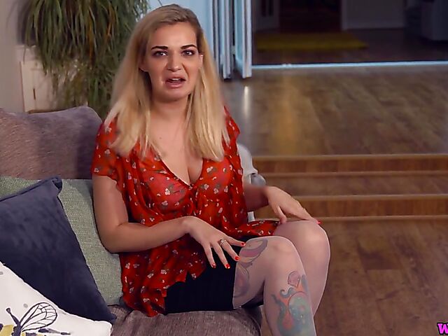 POV lingerie tease on the couch with provocative Dolly