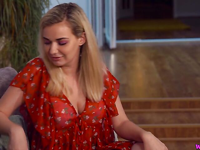 POV lingerie tease on the couch with provocative Dolly