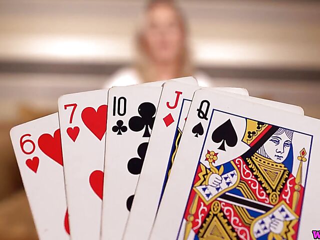 Playing strip poker with British blonde Aston Wilde