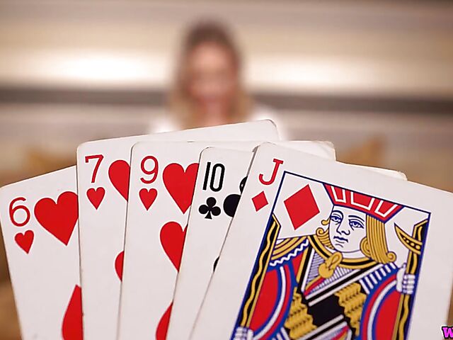 Playing strip poker with British blonde Aston Wilde