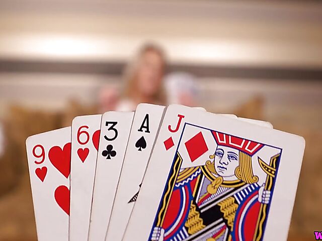 Playing strip poker with British blonde Aston Wilde