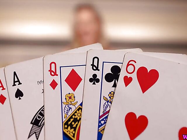 Playing strip poker with British blonde Aston Wilde