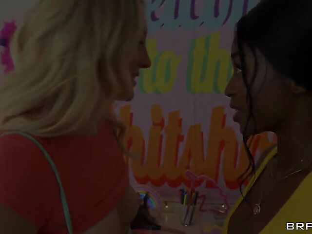 Interracial anal threesome in the dorm with Charlotte Sins and Nicole Kitt