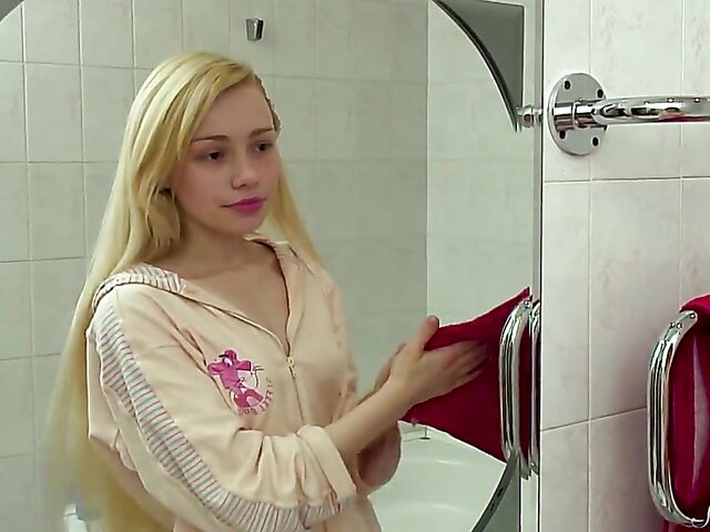 Olya - Teen Russian blonde shower in the morning